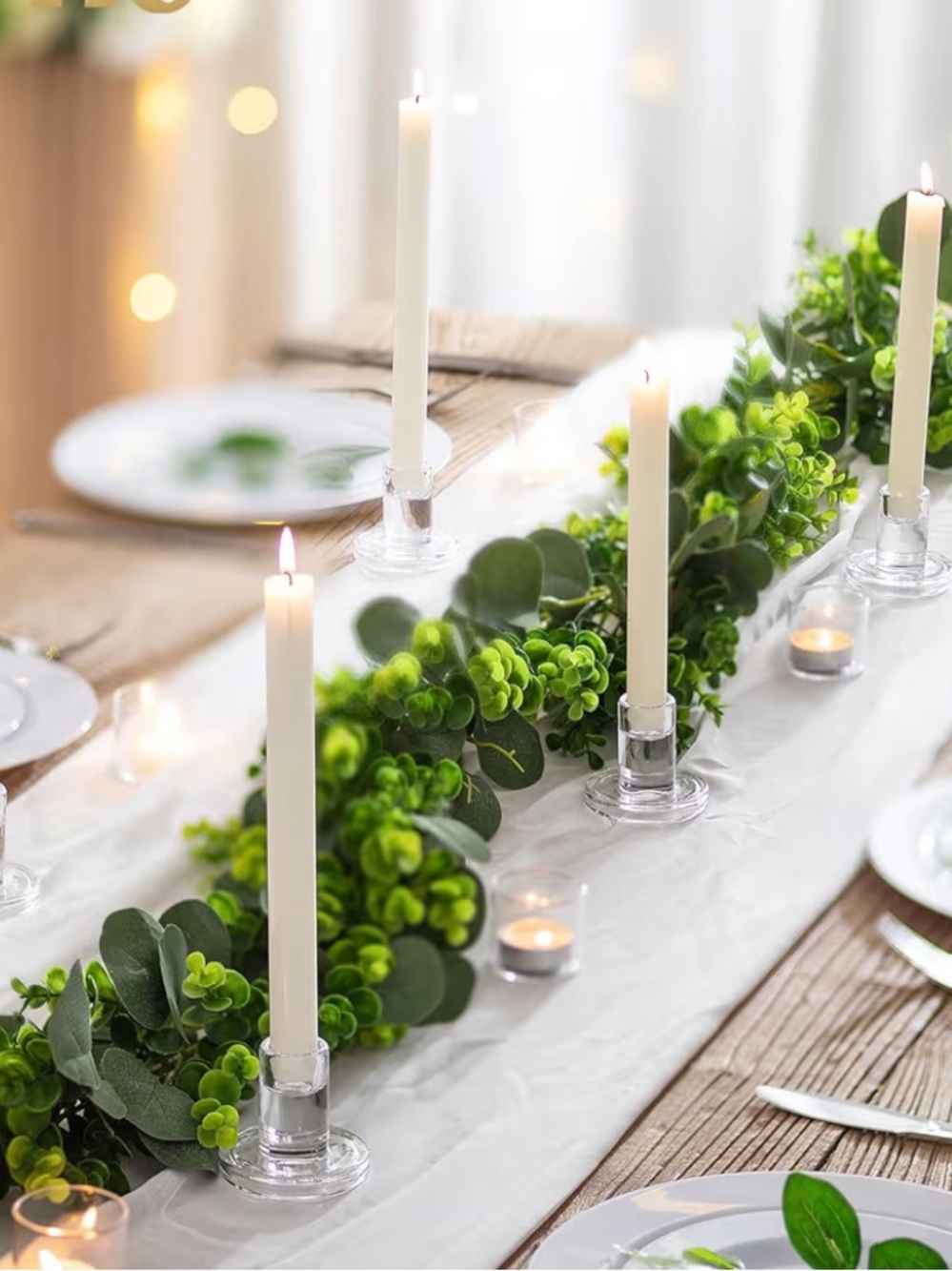 Set of 20 Clear Glass Taper Candlestick Holders
